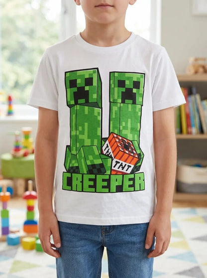 Minecraft Creeper Kinder T-Shirt Kurzarm Shirt Gr. 116 100% Baumwolle - WS-Trend.de