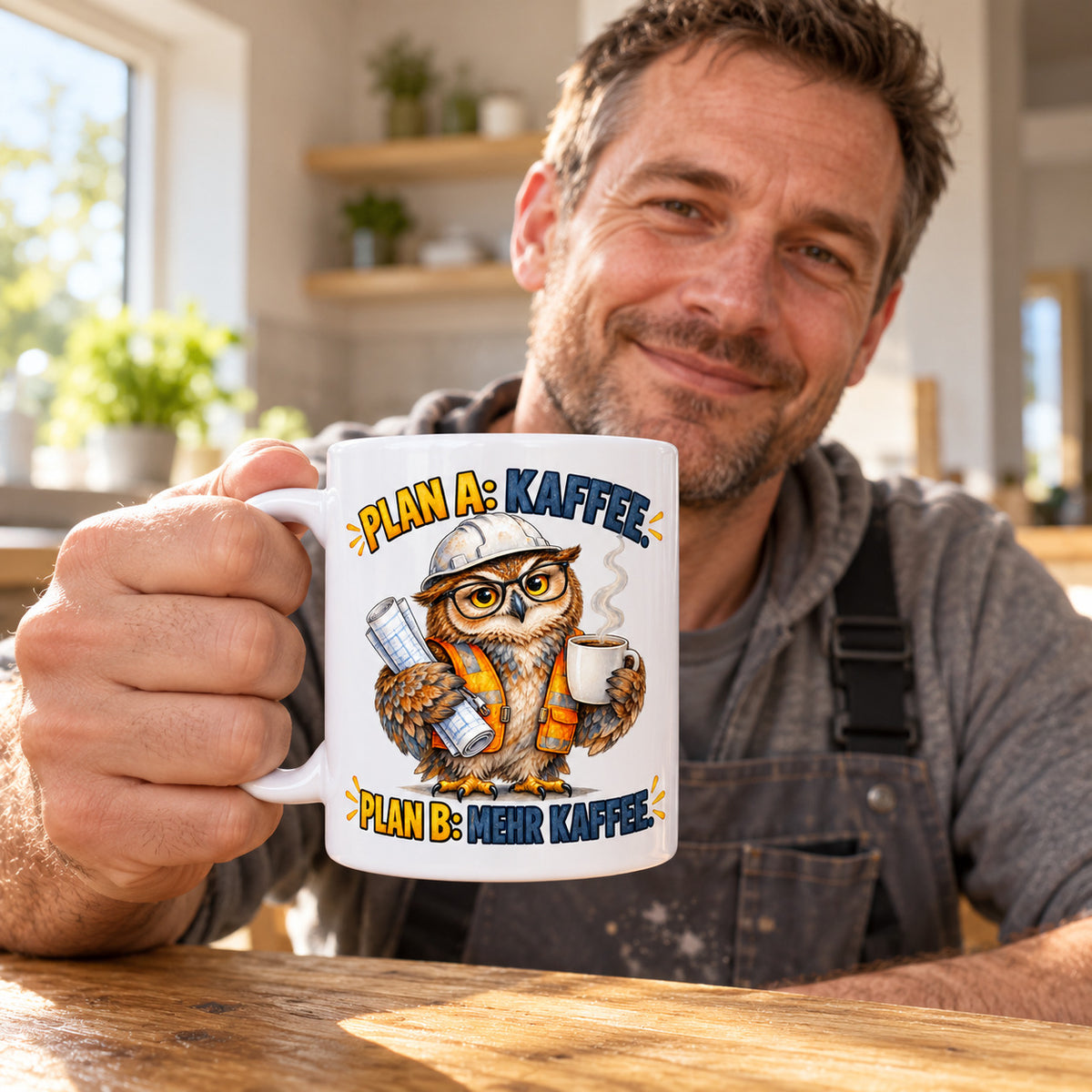 Baustellen Tasse Spruch Keramik 330 ml Geschenk Bauarbeiter beidseitig