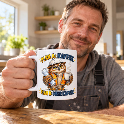 Baustellen Tasse Spruch Keramik 330 ml Geschenk Bauarbeiter beidseitig