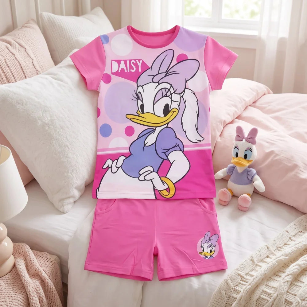 Disney Daisy Duck Kinder Mädchen Sommerset Shorts plus T-Shirt 98-128 Rosa Pink - WS-Trend.de