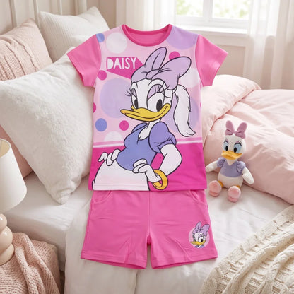 Disney Daisy Duck Kinder Mädchen Sommerset Shorts plus T-Shirt 98-128 Rosa Pink - WS-Trend.de