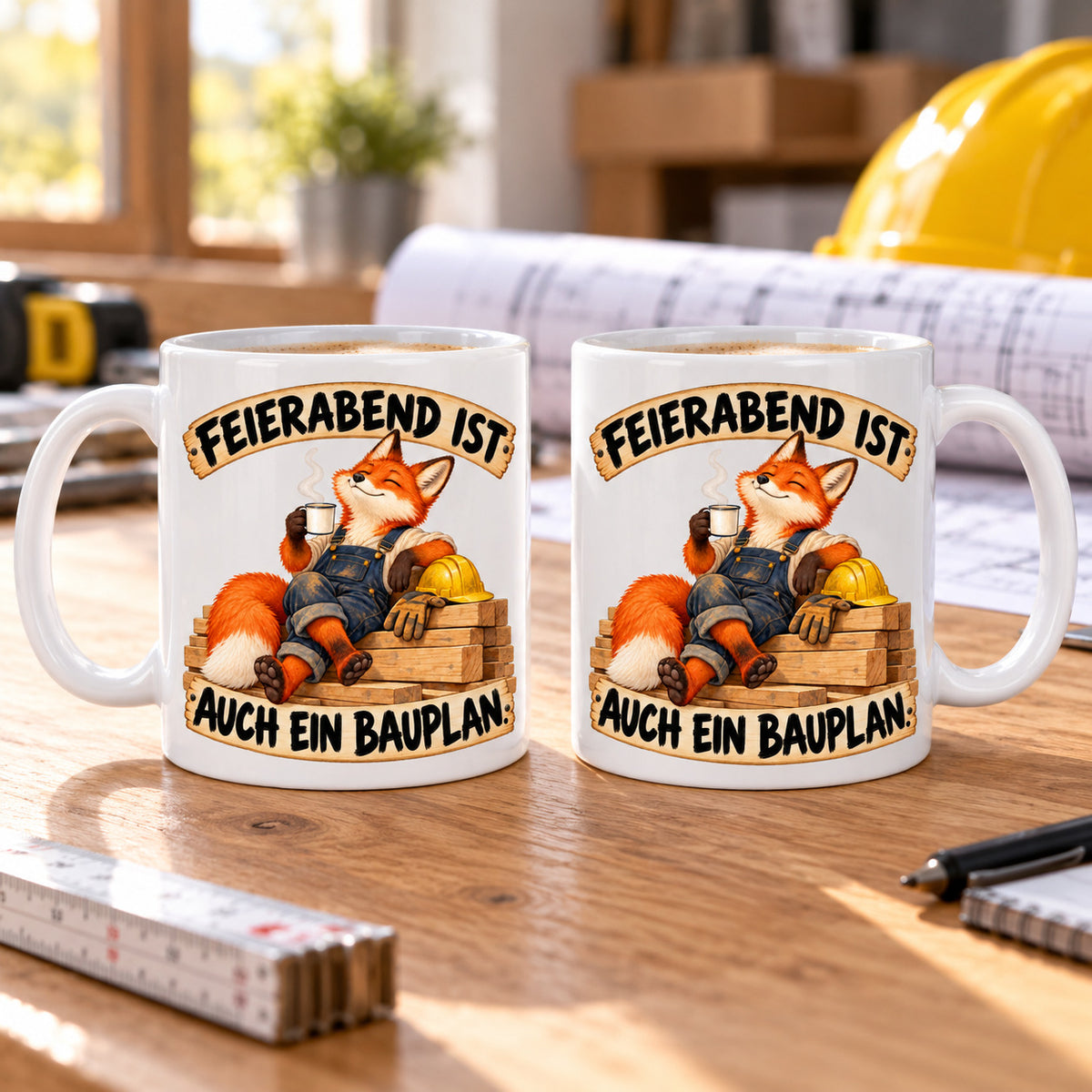 Baustellen Tasse Spruch Keramik 330 ml Geschenk Bauarbeiter beidseitig