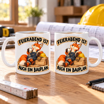 Baustellen Tasse Spruch Keramik 330 ml Geschenk Bauarbeiter beidseitig