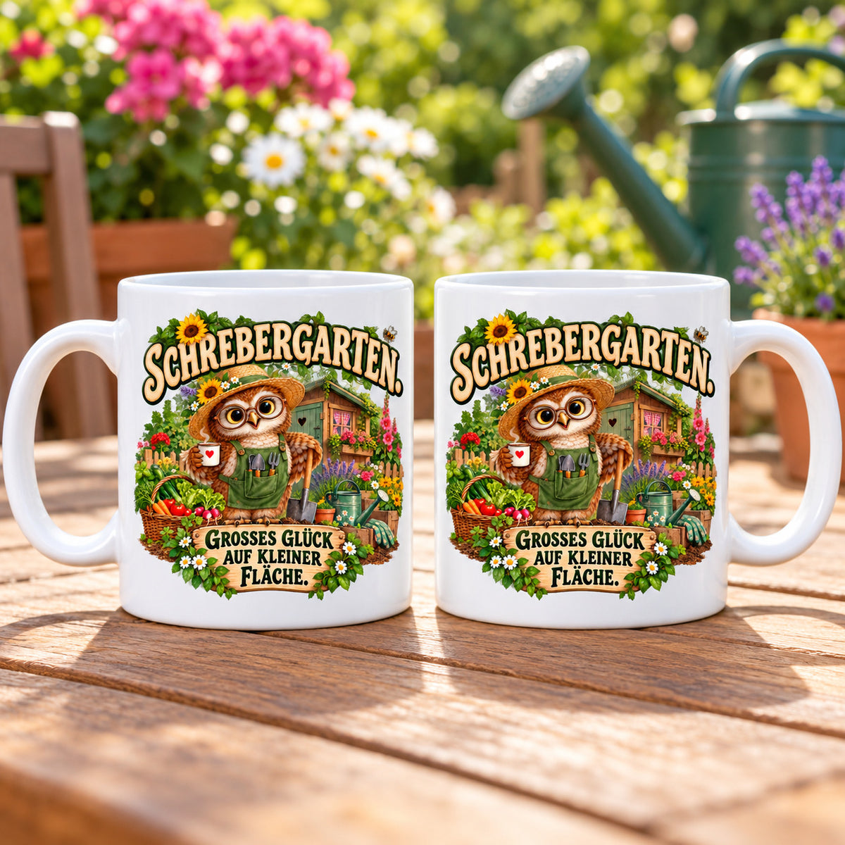 Garten Tasse Spruch Keramik 330ml Geschenk Datscha Schrebergarten bunt