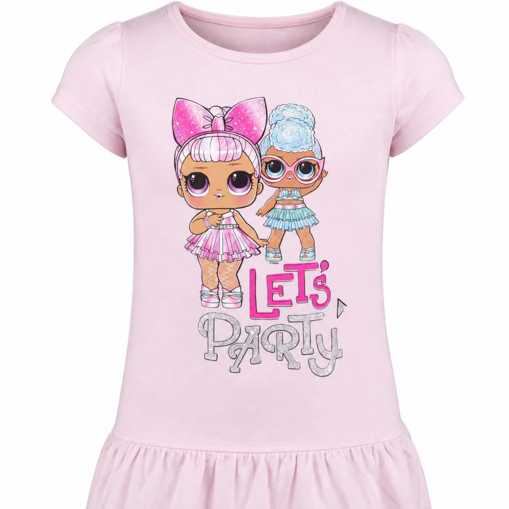 LOL Surprise Kinder Sommerkleid Kleid kurz Rosa Pink 100% Baumwolle Kurzarm - WS-Trend.de