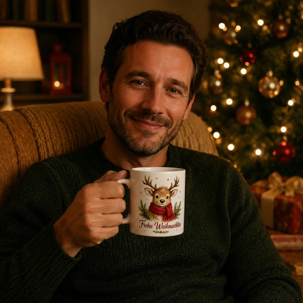 Rentier Weihnachtstasse - Geschenk zu Weihnachten - aus Keramik 330 ml - WS-Trend.de