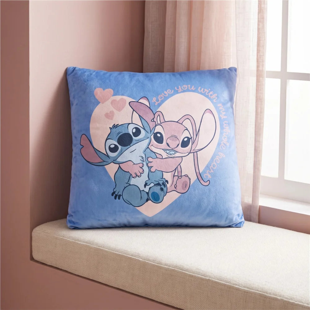 Disney Stitch und Angel Velourskissen 35x35x5 cm Love You Herz - WS-Trend.de