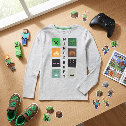 Minecraft Creeper Enderman Kinder Jungen Langarmshirt Shirt Gr. 116-152 - WS-Trend.de