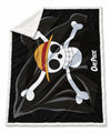 One Piece Strohhutbande Flanell-Kuscheldecke 120x150 cm, Schwarz