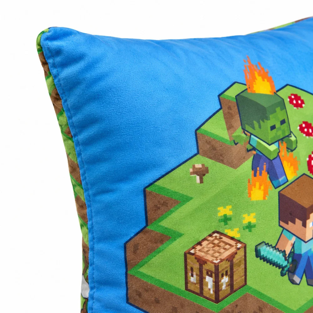 Minecraft Steve Creeper Wendekissen Polyester Blau-Grün 40x40 cm - WS-Trend.de