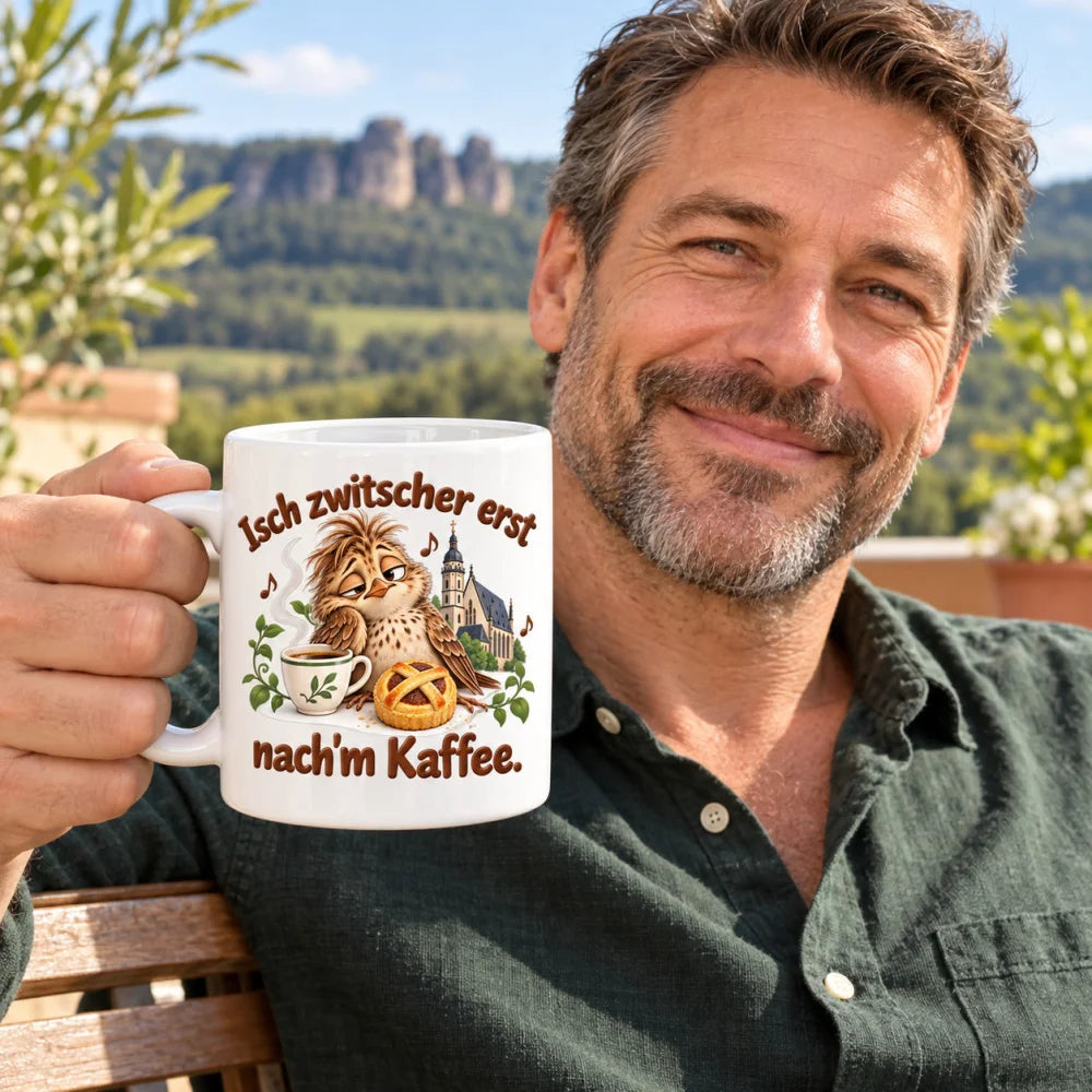 WS-Trend Leipzig Lerche Tasse sächsischer Spruch Keramik 330 ml lustig - WS-Trend.de