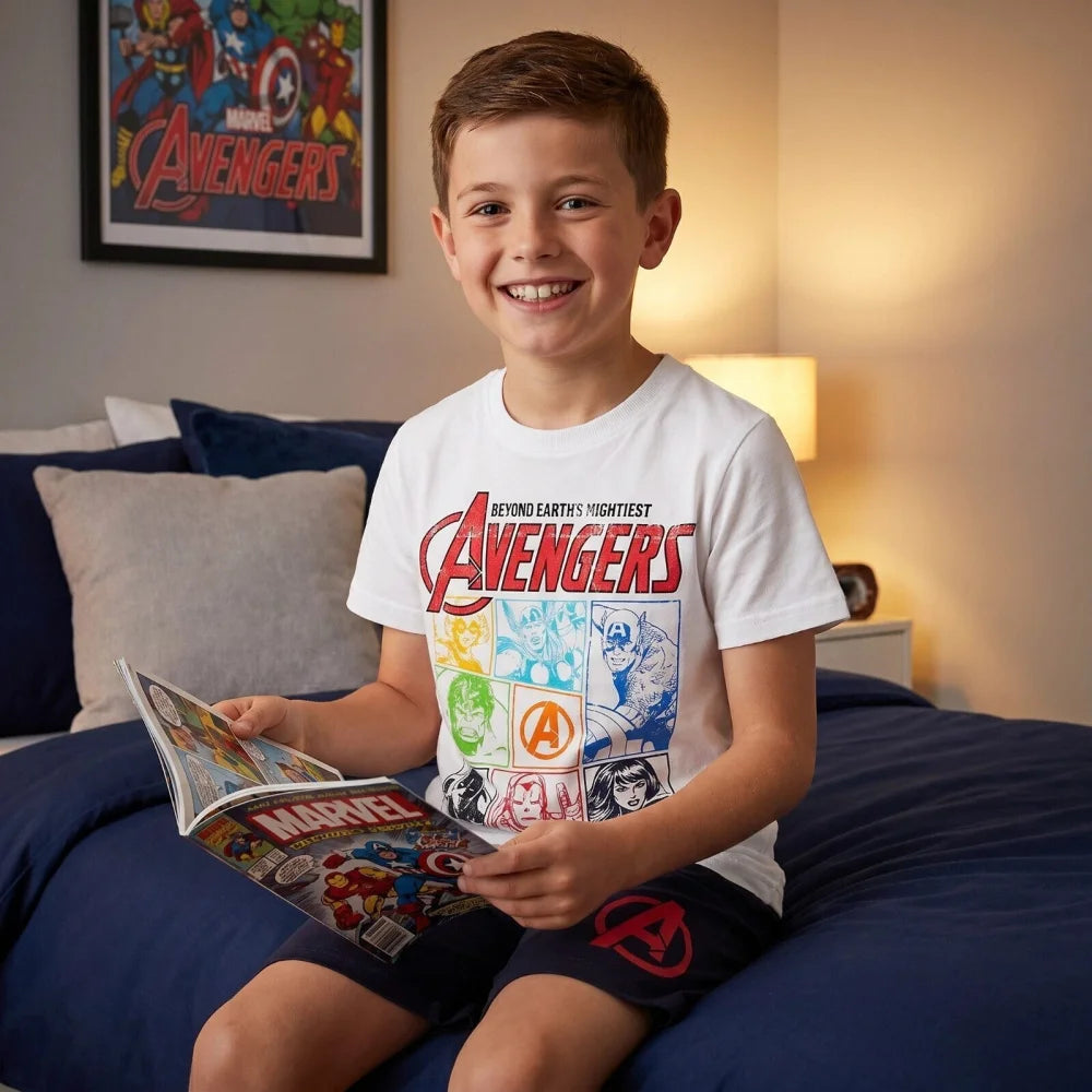 Marvel Avengers Kinder Schlafanzug Pyjama kurz Shirt Shorts Gr. 98-128 - WS-Trend.de