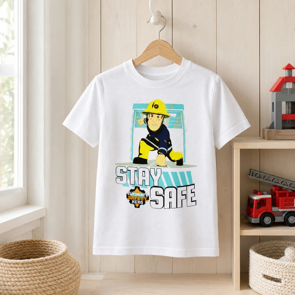 Feuerwehrmann Sam T-Shirt Kurzarm Kinder Jungen Shirt Baumwolle 116-128 - WS-Trend.de