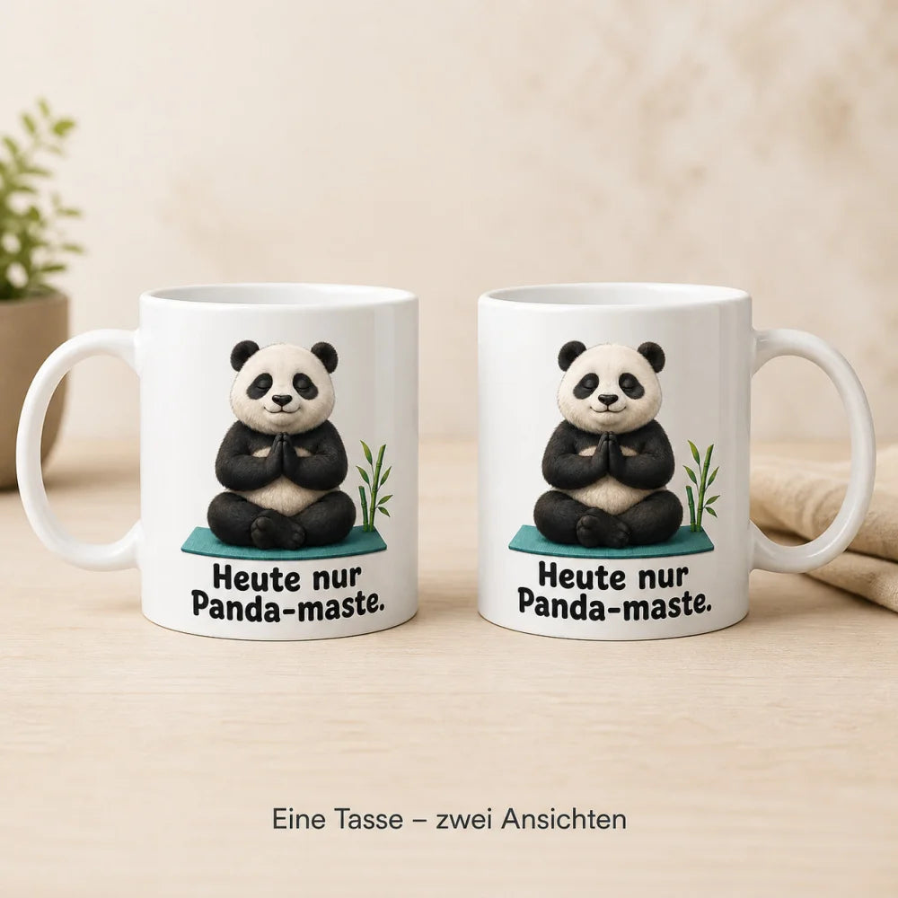 Yoga-Panda Kaffeetasse - Geschenkidee mit Spruch - beidseitig bedruckt - WS-Trend.de