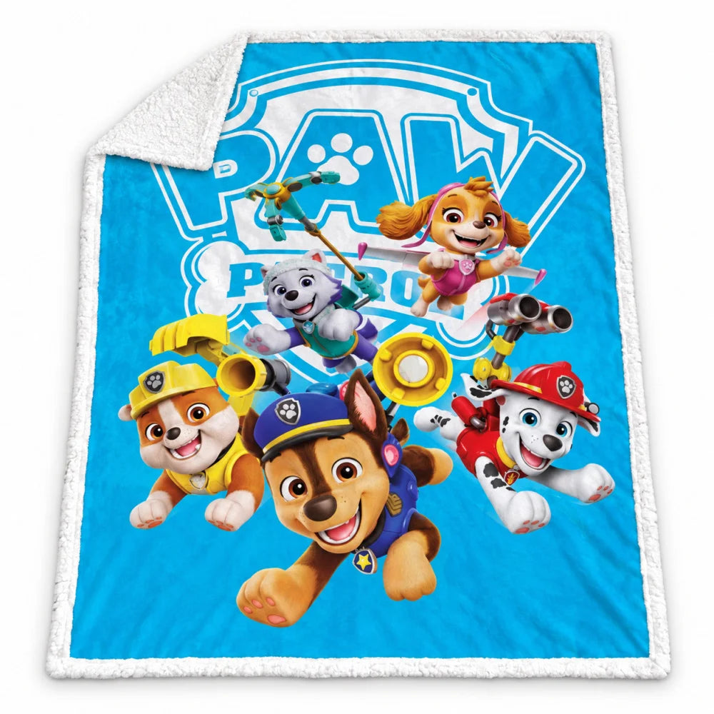 Paw Patrol Flanell-Kuscheldecke 120x150 cm Türkis flauschige Rückseite - WS-Trend.de