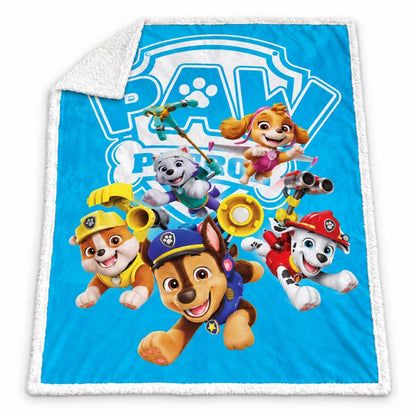 Paw Patrol Flanell-Kuscheldecke 120x150 cm Türkis flauschige Rückseite - WS-Trend.de
