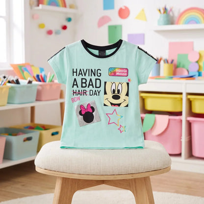 Disney Minnie Maus Mädchen Kinder T-Shirt Top Tops - Grün Rosa Gr. 104 bis 128 - WS-Trend.de