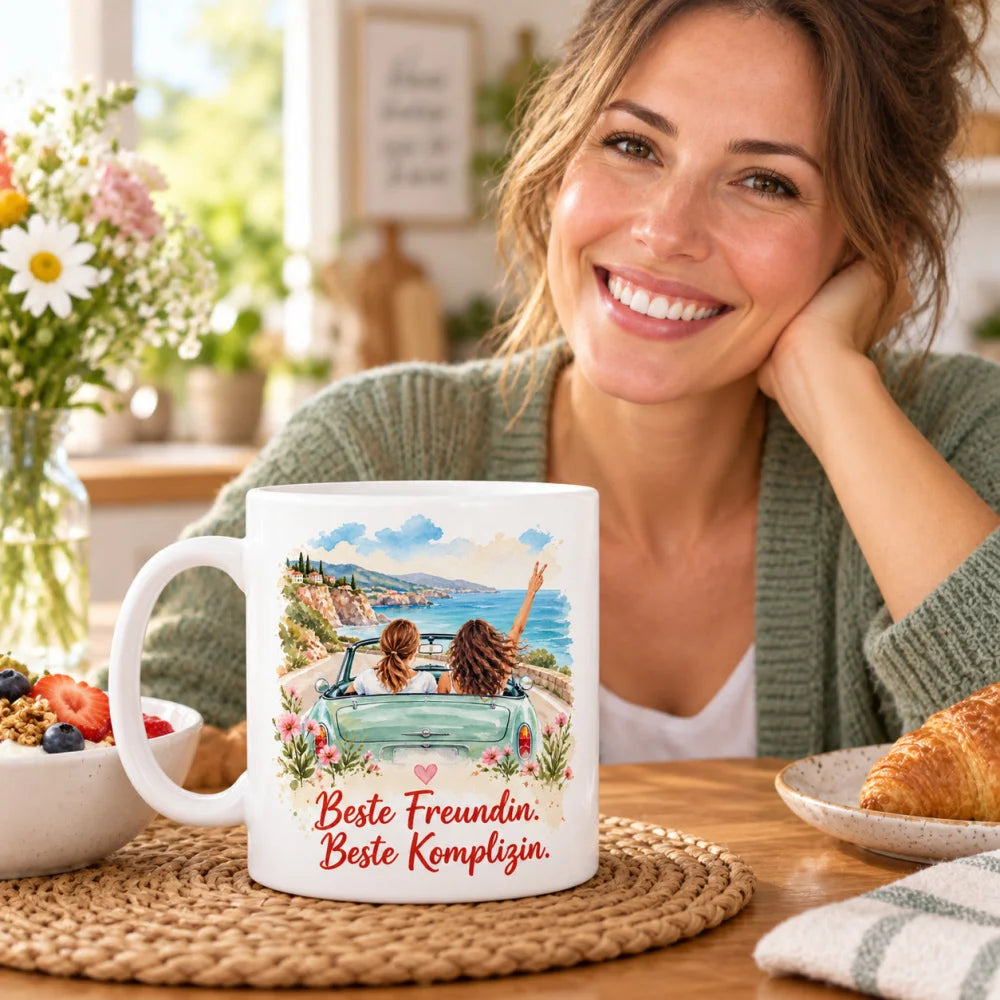 Beste Freundin Tasse mit Spruch – Aquarell Geschenk aus Keramik 330 ml - WS-Trend.de