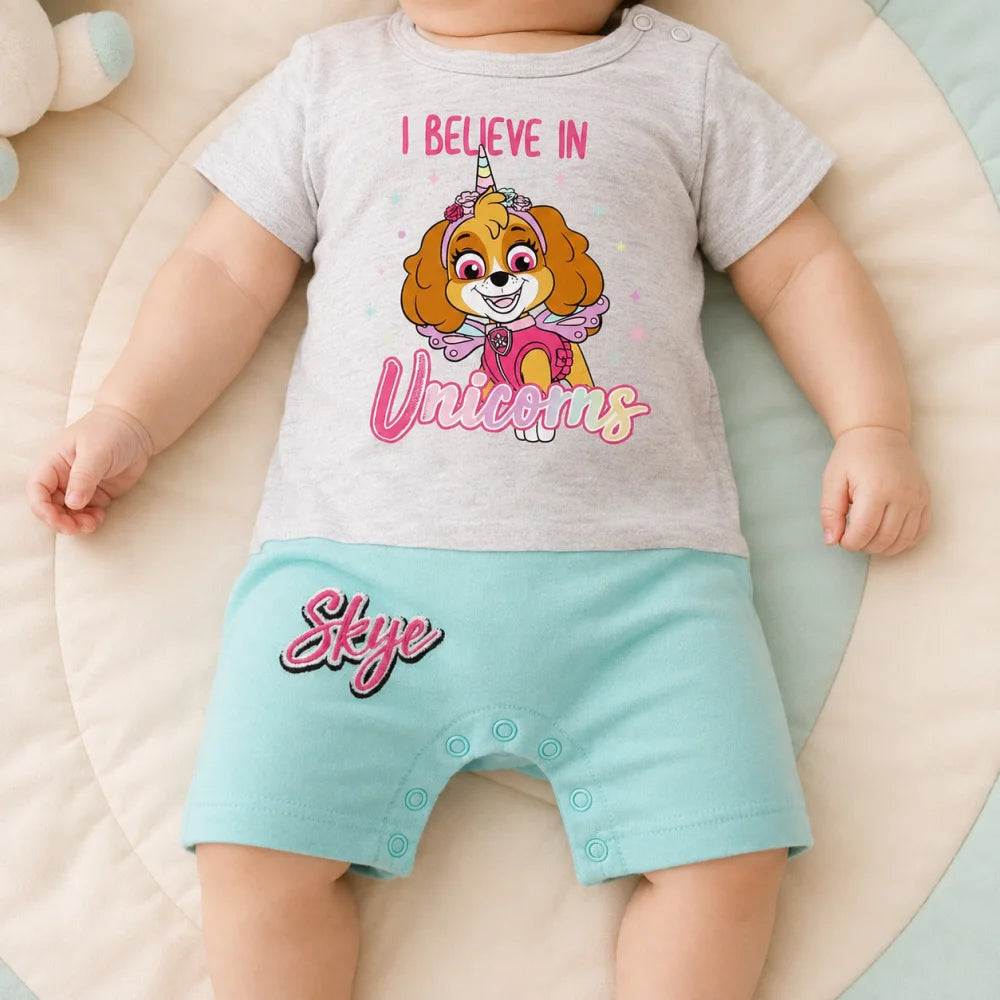 Paw Patrol Mädchen Baby Kurzarm Body Strampler Schlafanzug Gr. 62 bis 86 Skye - WS-Trend.de
