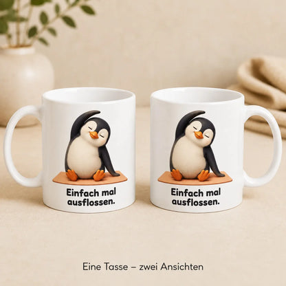 Yoga-Pinguin Tasse - Tiermotiv mit Spruch - 330 ml beidseitig bedruckt - WS-Trend.de