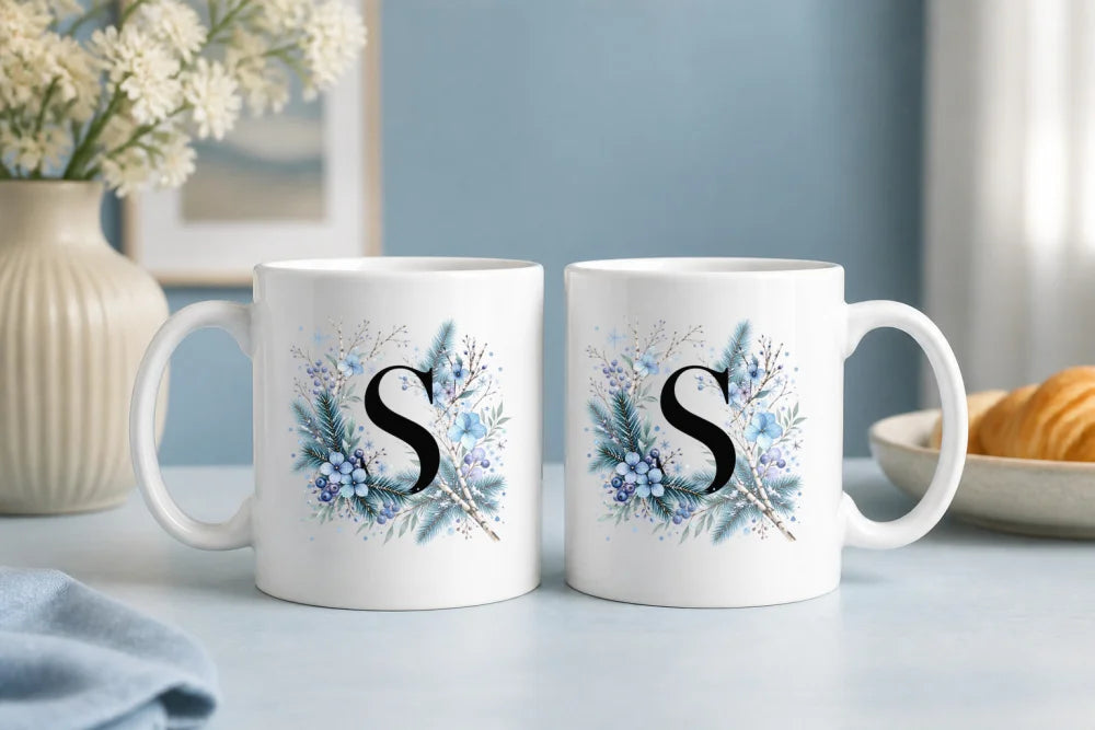 Winter Tasse A-Z Buchstaben 325 ml Keramik Geschenkidee personalisiert - WS-Trend.de