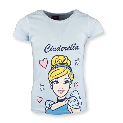 Disney Cinderella T-Shirt Kinder Mädchen Top 98 - 128 Baumwolle Hellblau o Weiß - WS-Trend.de