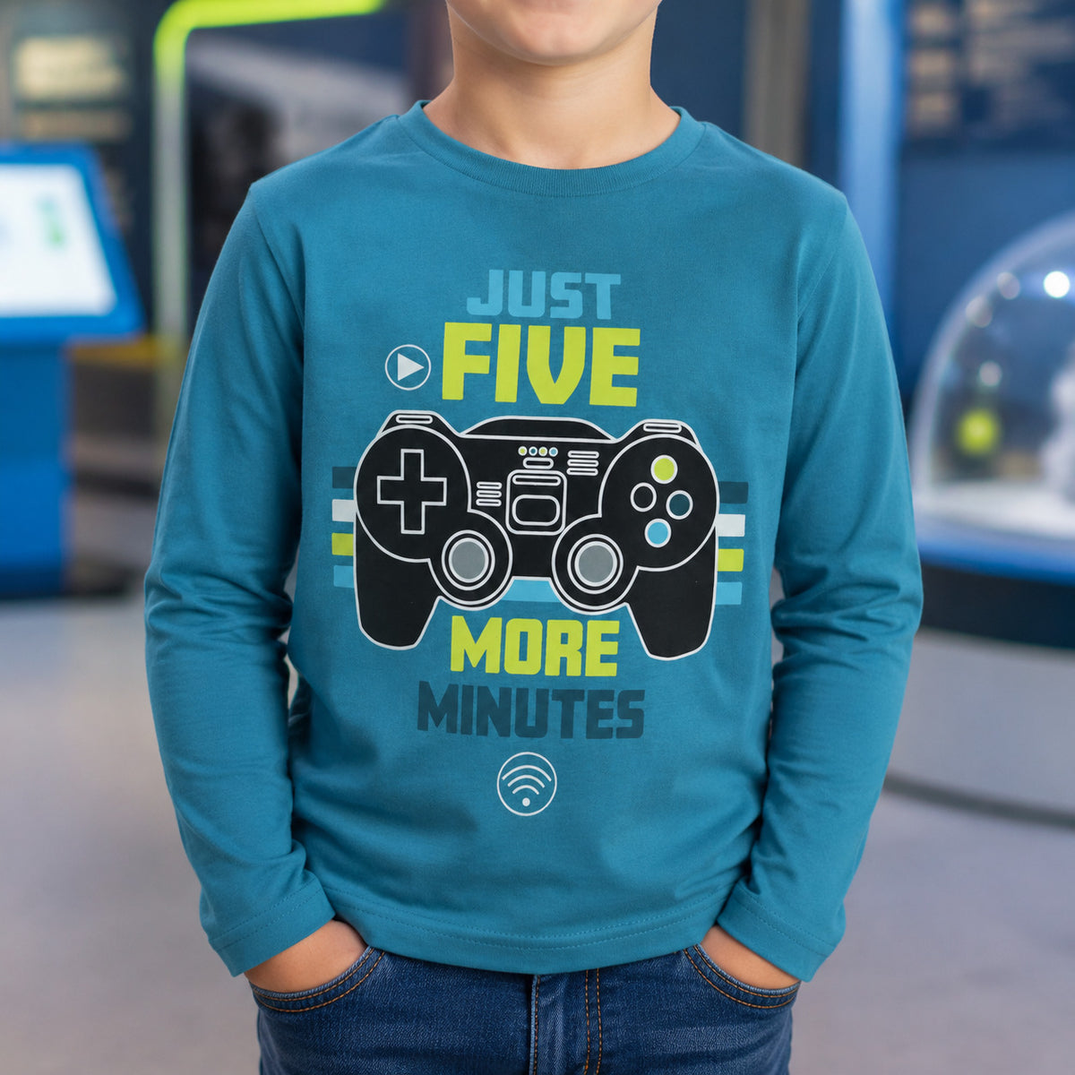 Print-Shirt Fashion UK Gamer Spieler Kinder Jungen langarm Shirt Langarmshirt Gr. 116 -152