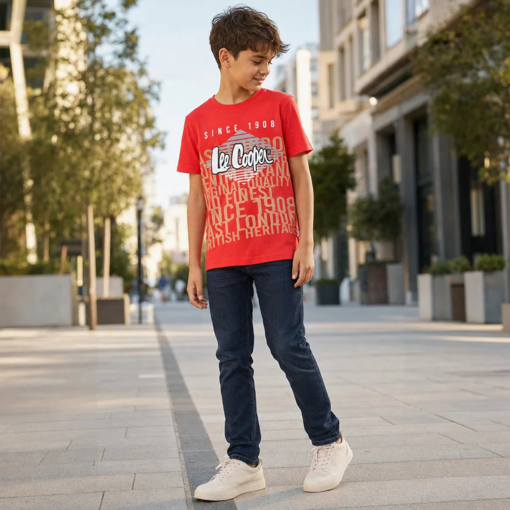 Lee Cooper Kinder Jungen T-Shirt Kurzarm Shirt 104-152 - 100% Baumwolle - WS-Trend.de