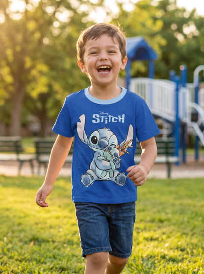 Disney Stitch Kinder Jungen T-Shirt Kurzarm Shirt Gr. 98 bis 128 Baumwolle - WS-Trend.de