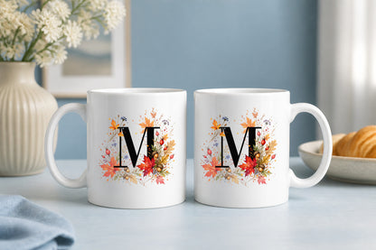 Herbst Tasse A-Z Buchstaben 325 ml Keramik Geschenkidee personalisiert