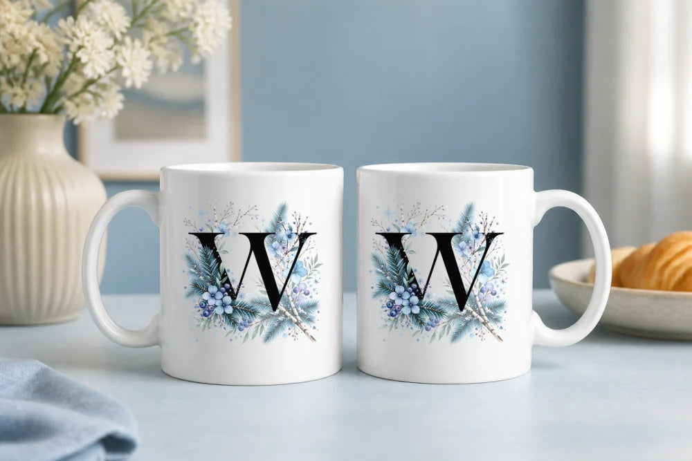 Winter Tasse A-Z Buchstaben 325 ml Keramik Geschenkidee personalisiert - WS-Trend.de