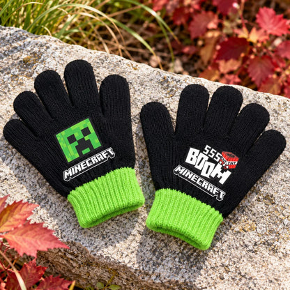 Minecraft Creeper Kinder-Strickhandschuhe Onesize ca. 6–8 Jahre - WS-Trend.de