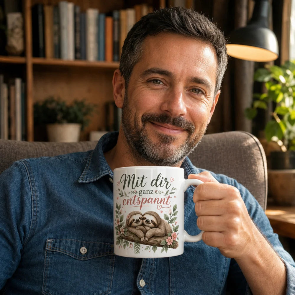 Faultier-Tasse mit Liebesspruch - Geschenk zum Valentinstag beidseitig - WS-Trend.de