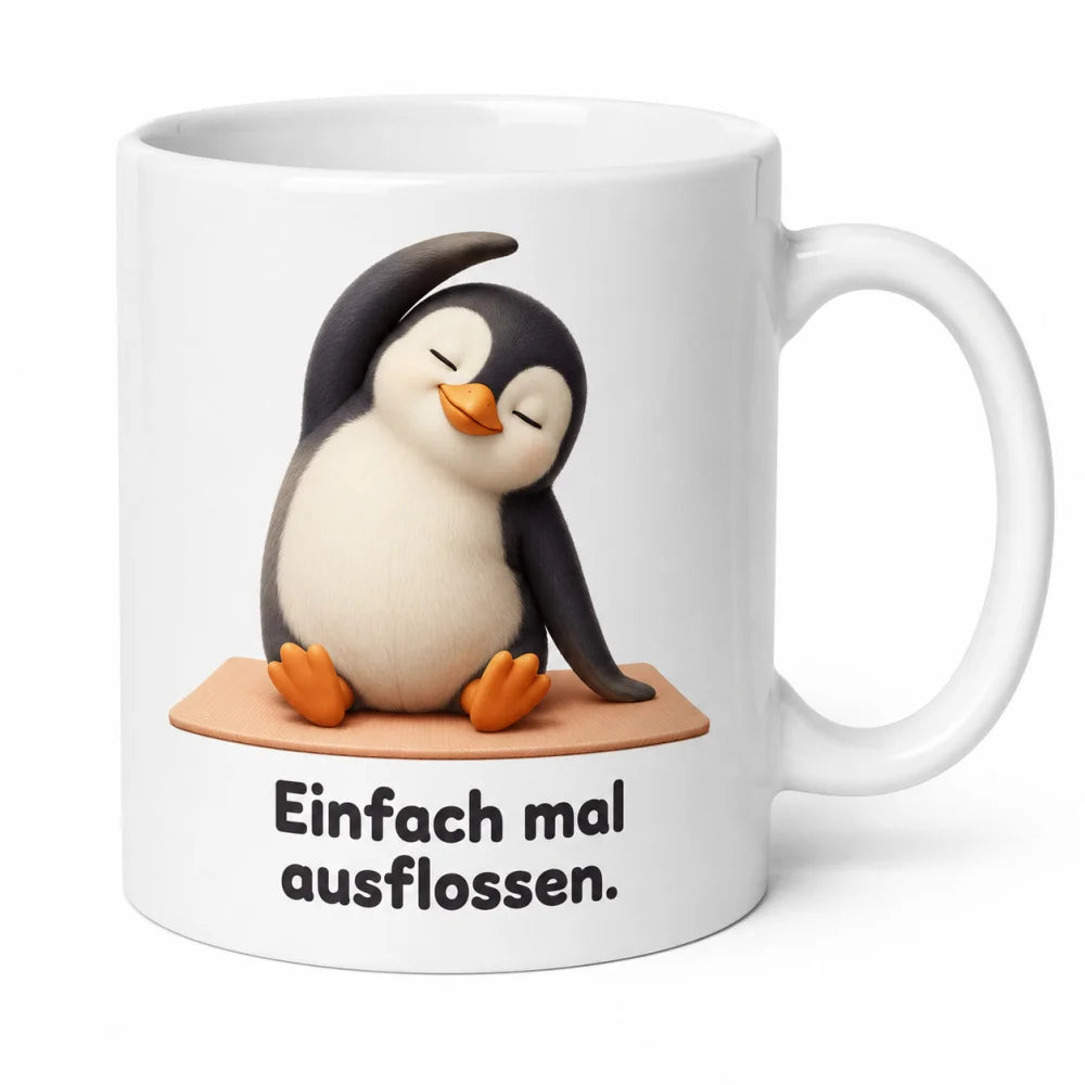 Yoga-Pinguin Tasse - Tiermotiv mit Spruch - 330 ml beidseitig bedruckt - WS-Trend.de