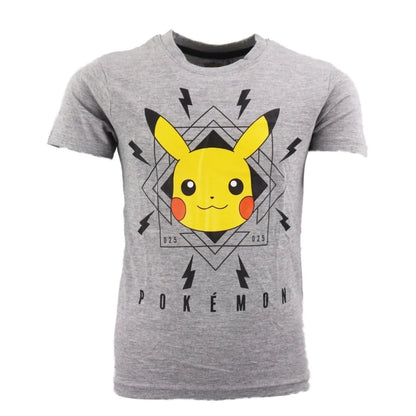 Pokemon Pikachu Kinder T-Shirt Kurzarm Shirt Baumwolle 110 bis 116 Grau Schwarz - WS-Trend.de