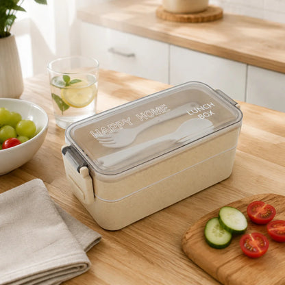 Lunchbox WS-Trend 3-teiliges Kinder-Lunch-Set – Brotdose 750 ml Doppel-Fächer Besteck - WS-Trend.de