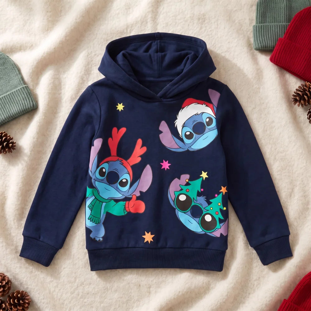Disney Stitch Weihnachts-Hoodie für Jungen Blau oder Weiß Größen 98–128 - WS-Trend.de