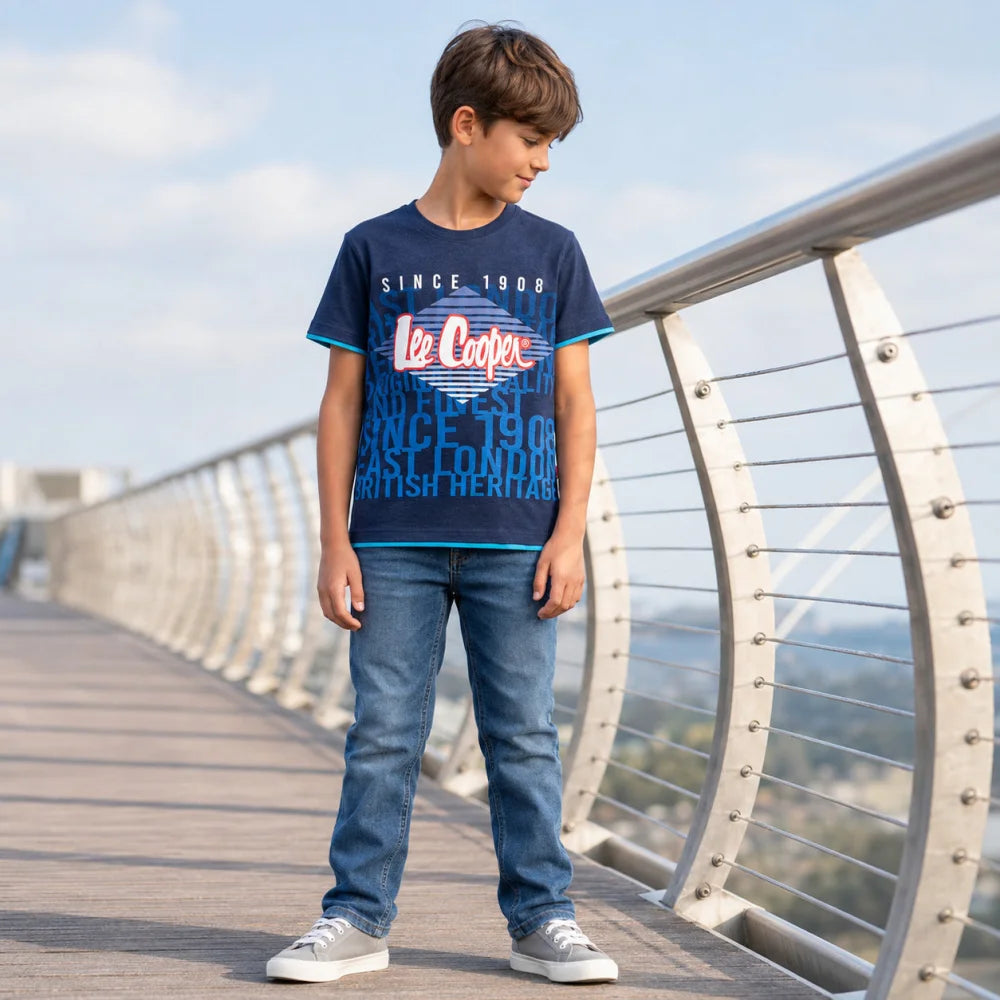 Lee Cooper Kinder Jungen T-Shirt Kurzarm Shirt 104-152 - 100% Baumwolle - WS-Trend.de