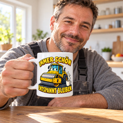 Baustellen Tasse Spruch Keramik 330 ml Geschenk Bauarbeiter beidseitig