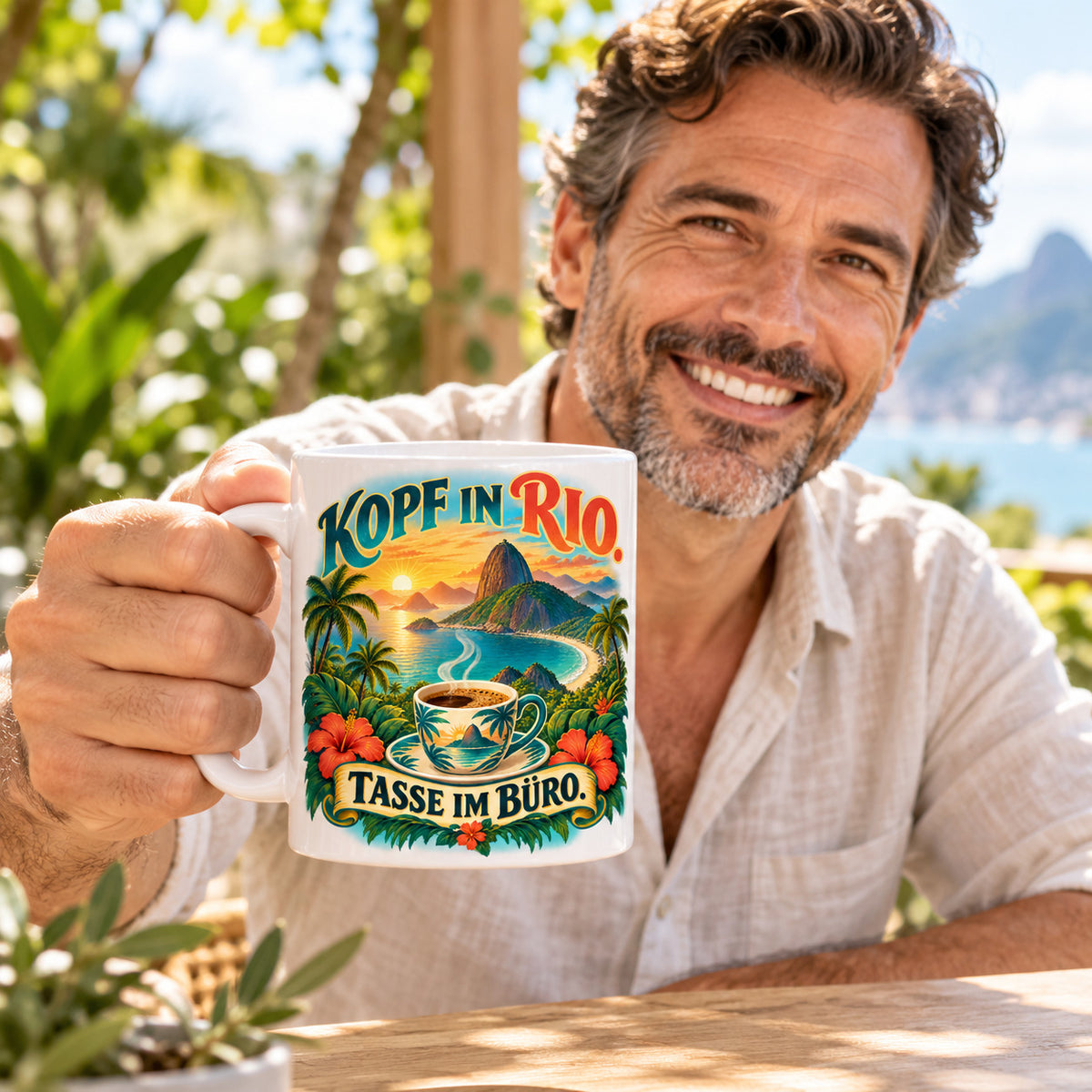 Brasilien Tasse Keramik 330 ml Spruch Geschenk Kaffee Urlaub Tiermotiv