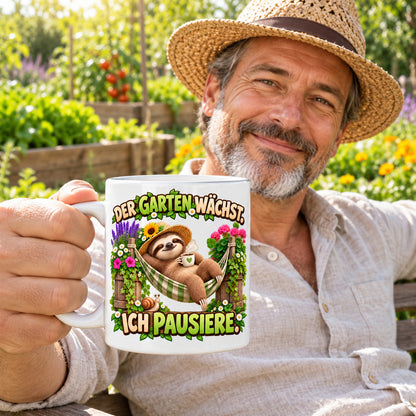 Garten Tasse Spruch Keramik 330ml Geschenk Datscha Schrebergarten bunt