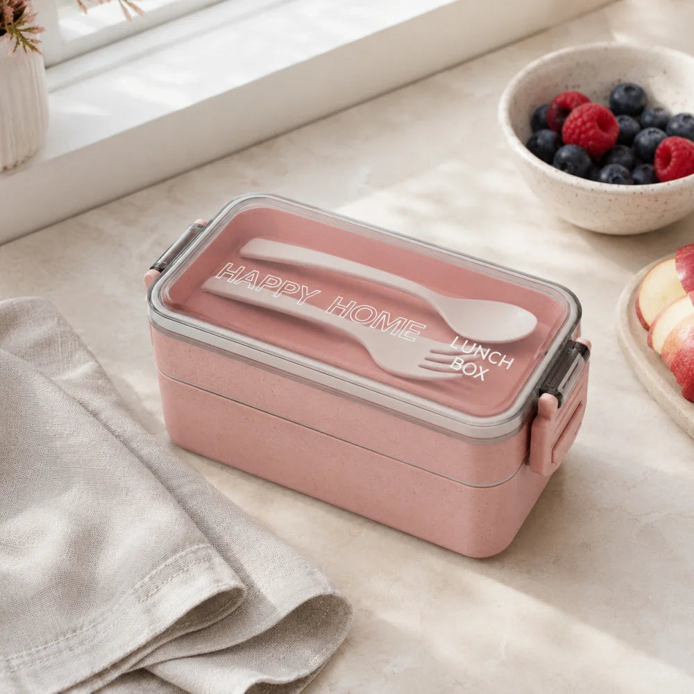 Lunchbox WS-Trend 3-teiliges Kinder-Lunch-Set – Brotdose 750 ml Doppel-Fächer Besteck - WS-Trend.de