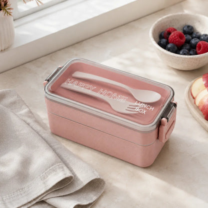 Lunchbox WS-Trend 3-teiliges Kinder-Lunch-Set – Brotdose 750 ml Doppel-Fächer Besteck - WS-Trend.de