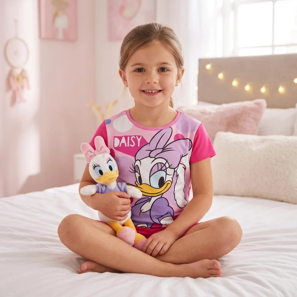 Disney Daisy Duck Kinder Mädchen Sommerset Shorts plus T-Shirt 98-128 Rosa Pink - WS-Trend.de