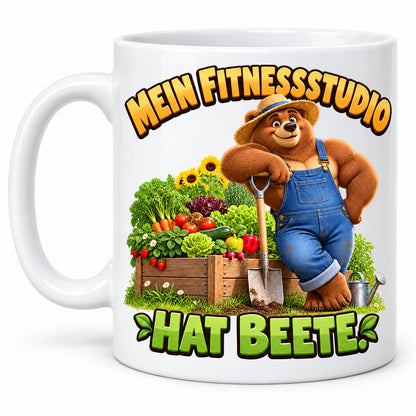 Garten Tasse Spruch Keramik 330ml Geschenk Datscha Schrebergarten bunt