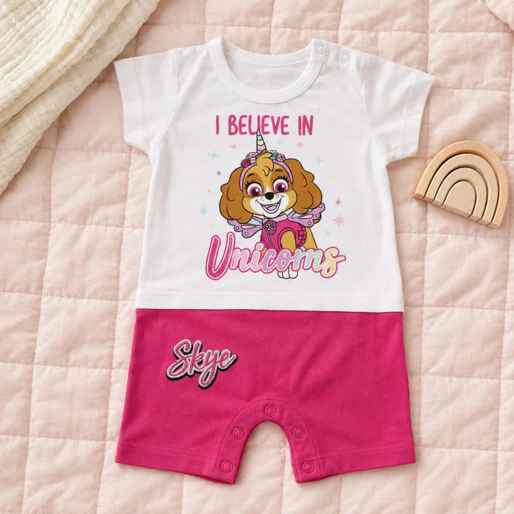Paw Patrol Mädchen Baby Kurzarm Body Strampler Schlafanzug Gr. 62 bis 86 Skye - WS-Trend.de