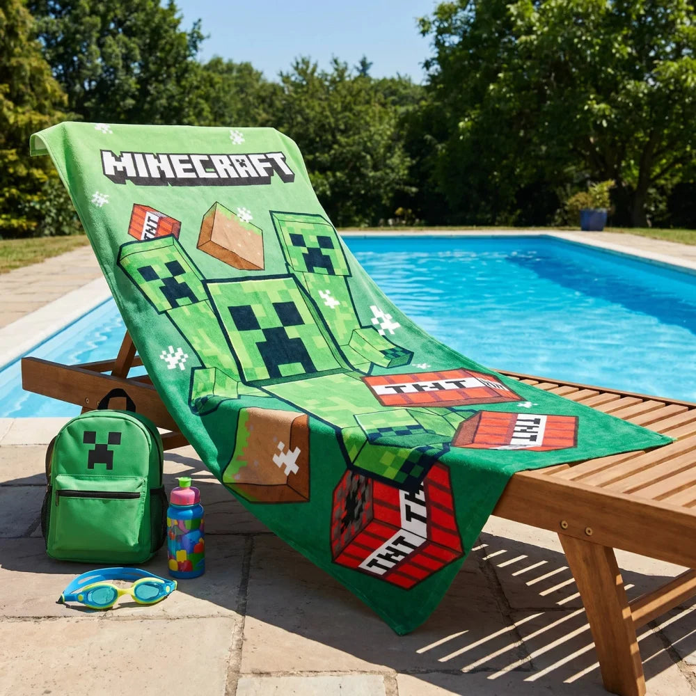 MInecraft Gamer Creeper Mikrofaser Badetuch Strandtuch XL 70x140 cm Fast Dry - WS-Trend.de