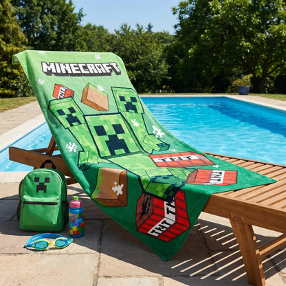 MInecraft Gamer Creeper Mikrofaser Badetuch Strandtuch XL 70x140 cm Fast Dry - WS-Trend.de