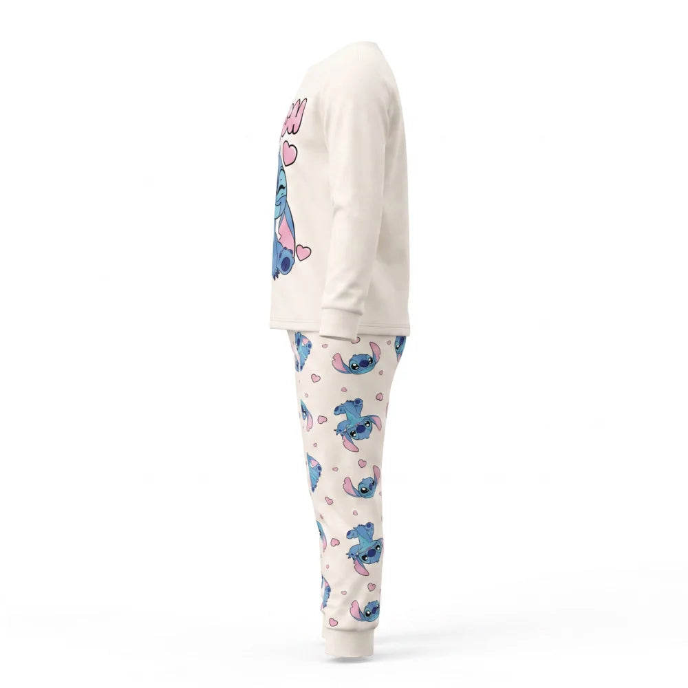 Disney Stitch Kinder Mädchen langarm Schlafanzug Pyjama 104-128 - 100% Baumwolle - WS-Trend.de