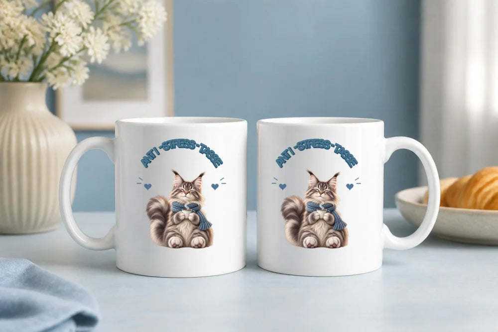 Anti-Stress-Tasse Maine Coon 325 ml Keramik Kaffeebecher Geschenk - WS-Trend.de